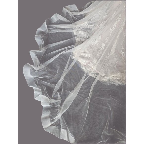 Ivory/Cappuccino Lace Applique Fit and Flare  Wedding  Gown - Mori Lee - Picture 11 of 16